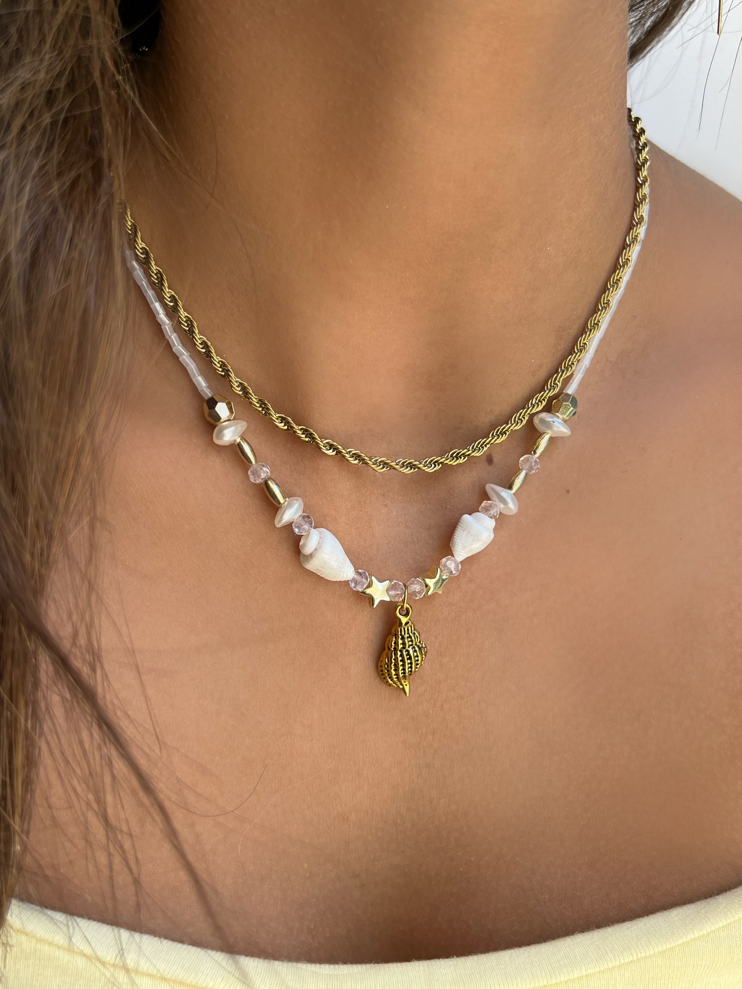 Gold shell necklace
