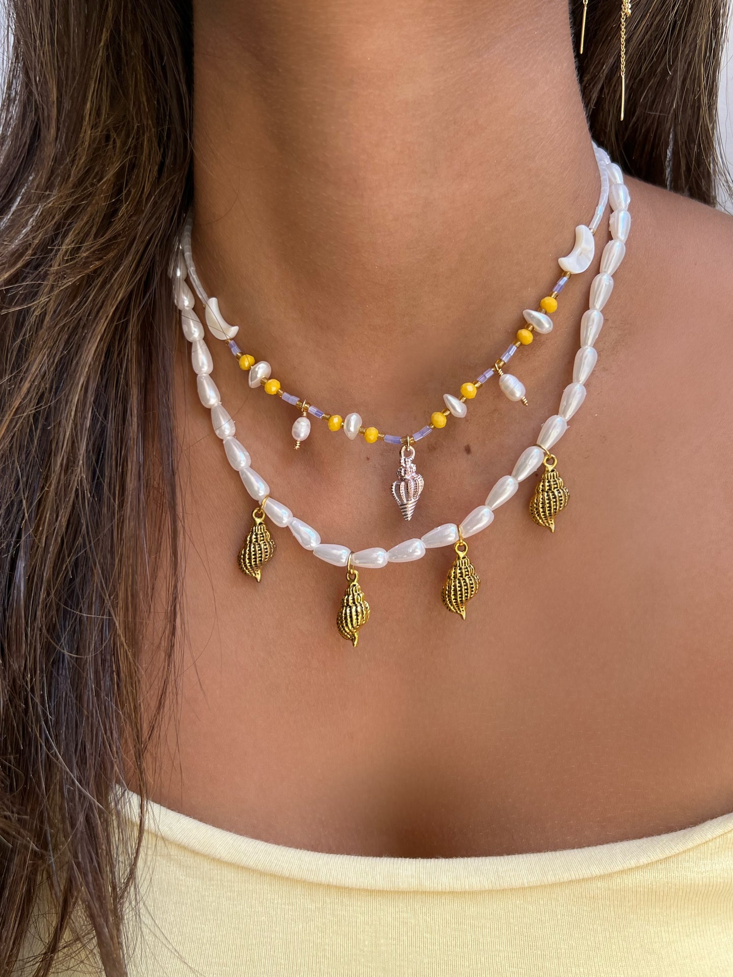 Shell necklace stack