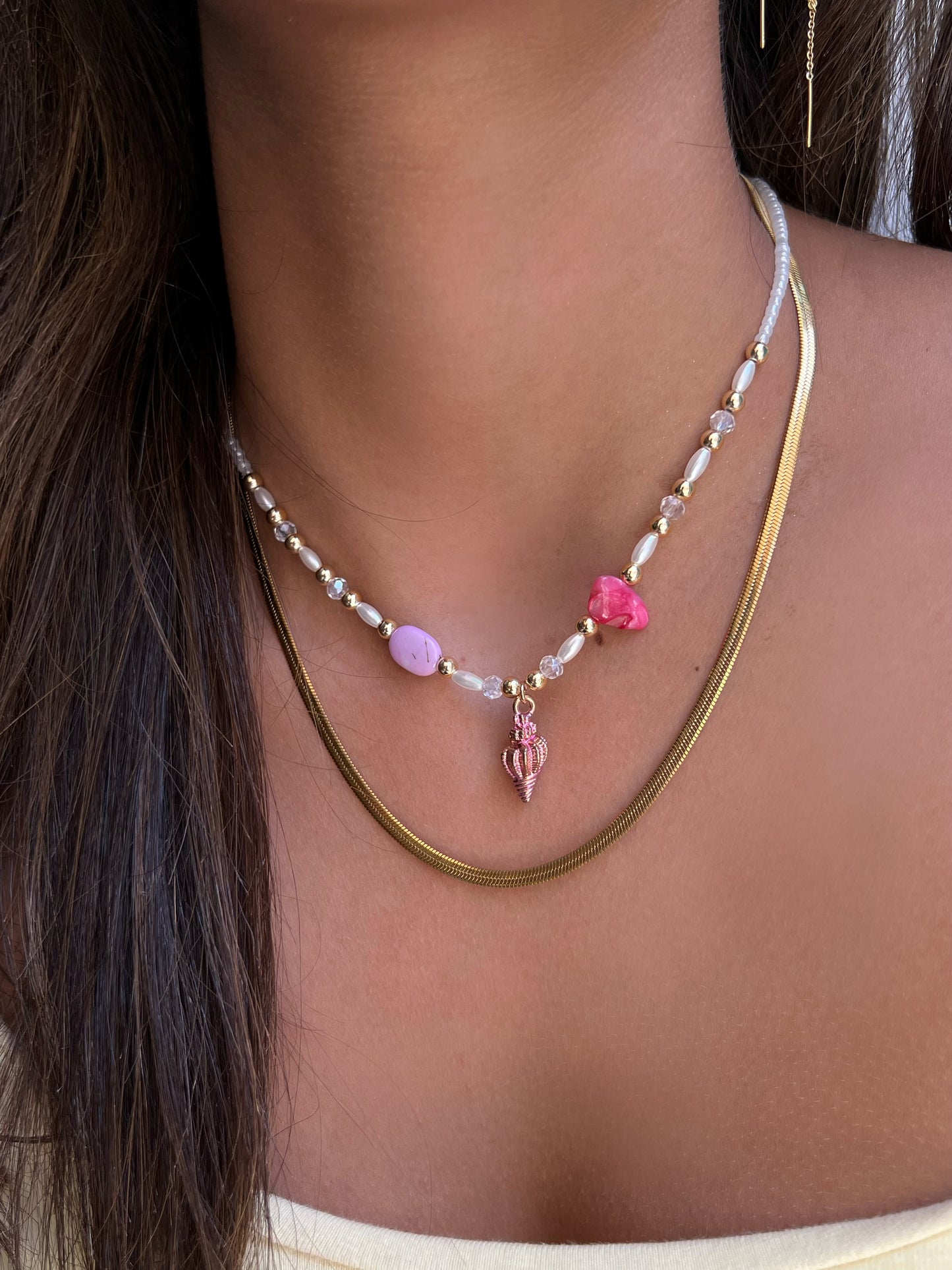 Pink shell necklace