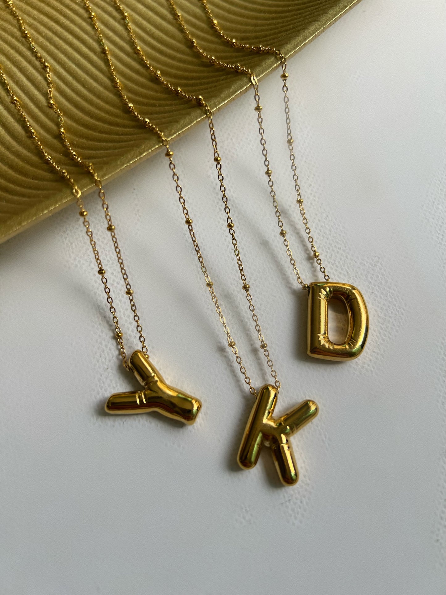 Bubble initial necklace