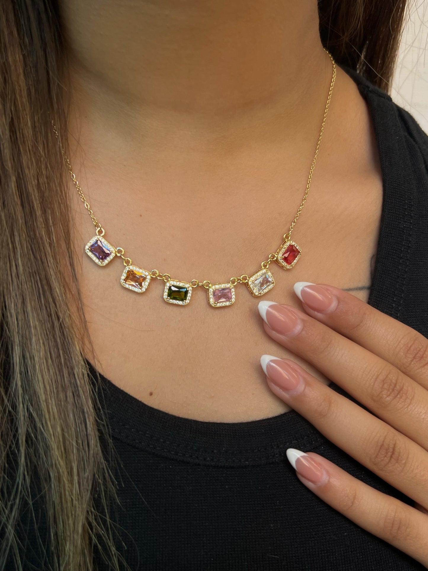 Colorful Baguette Necklace
