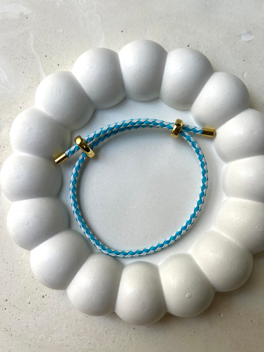 Blue and white rope bracelet (charm base)