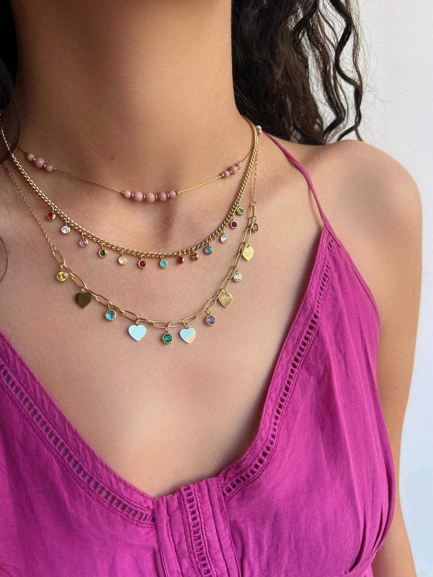 Multicolor necklace stack