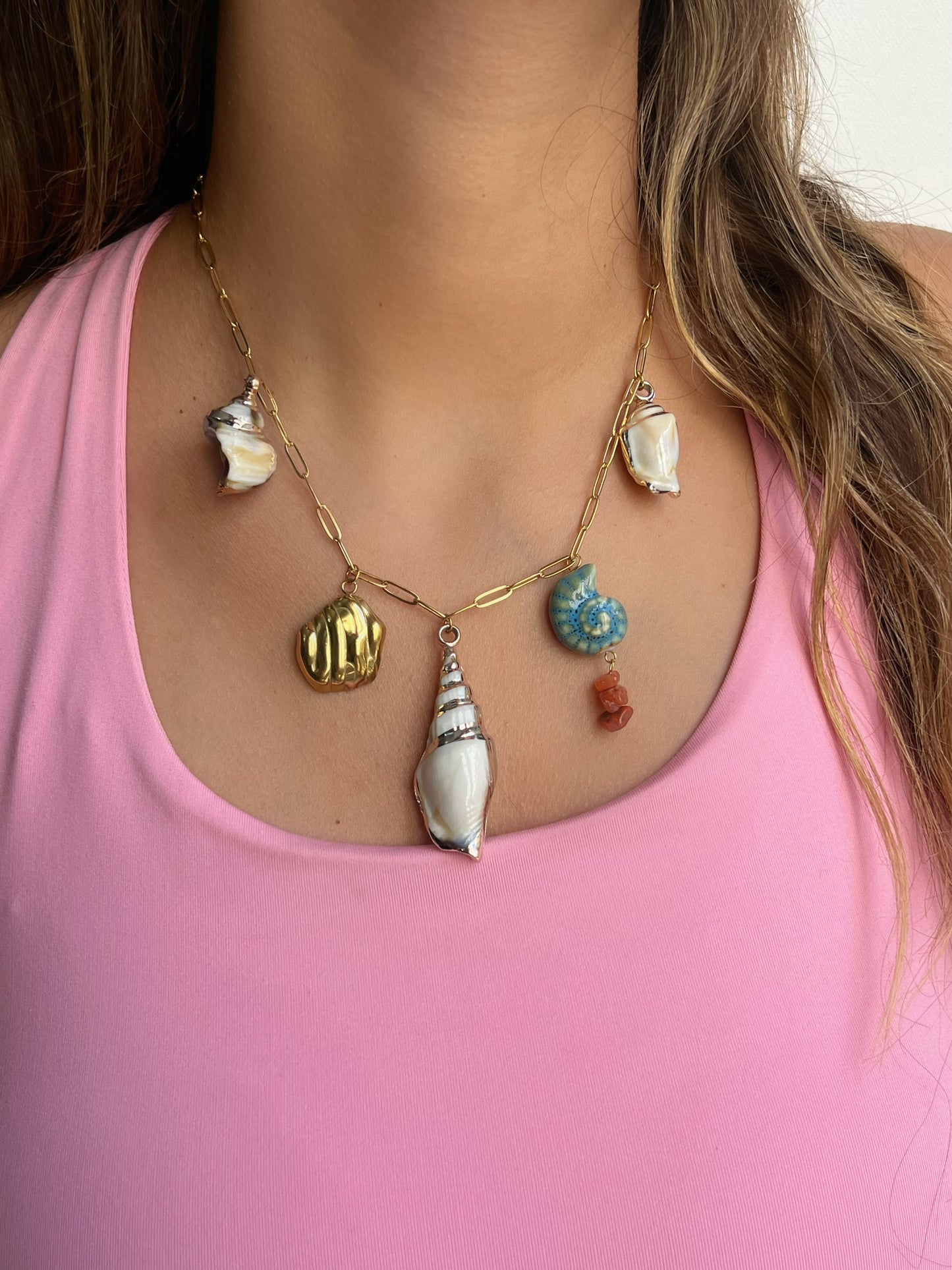 Multi Color Chunky Shell Necklace