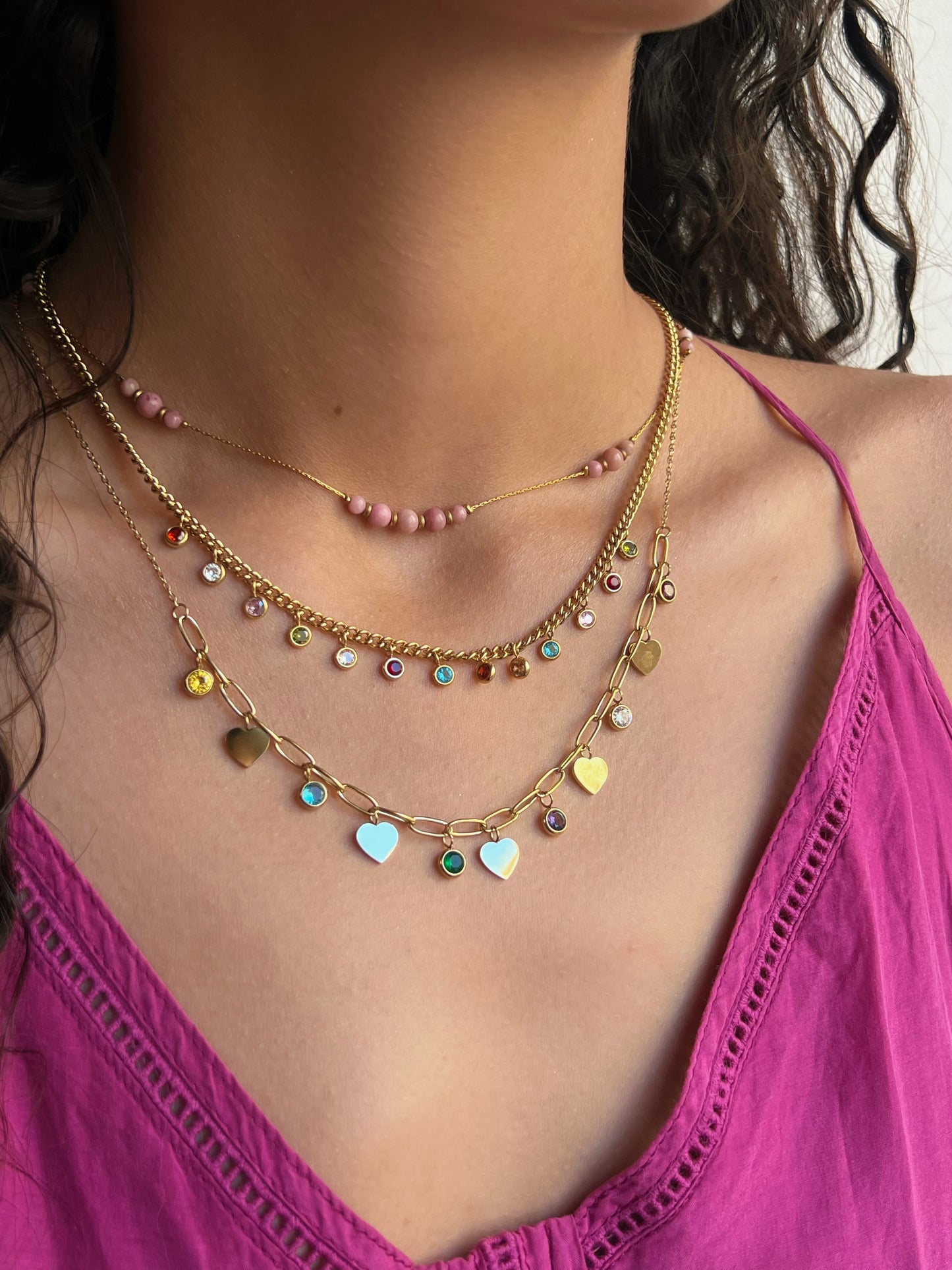 Multicolor necklace stack