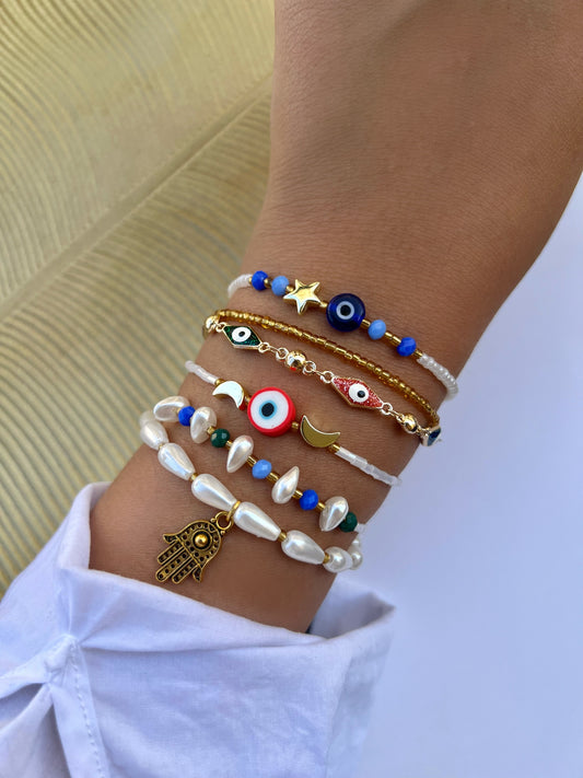 Colorful eye bracelet set {6 pcs}