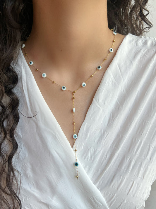 Blue eyes Y necklace