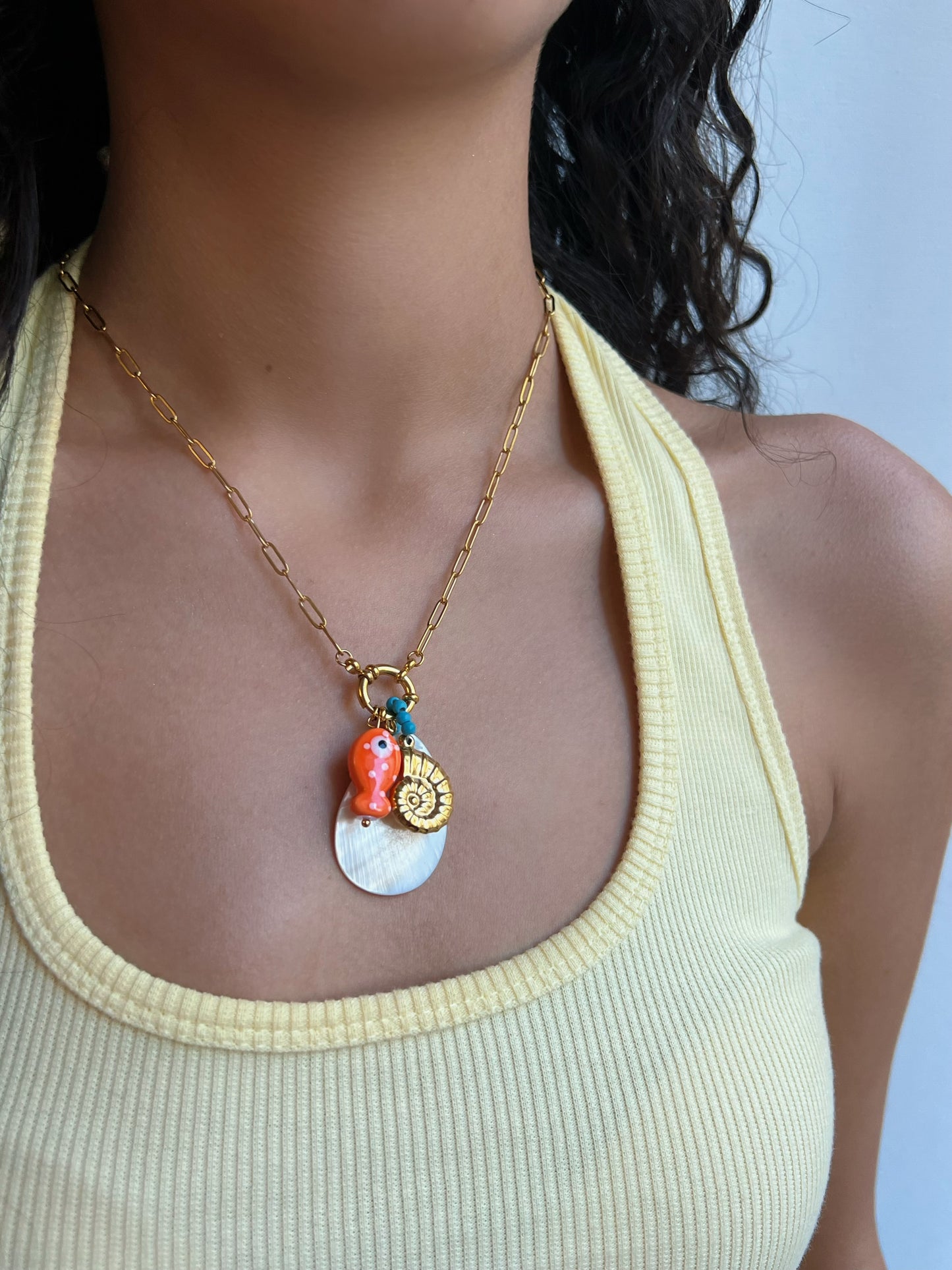 Orange fish necklace