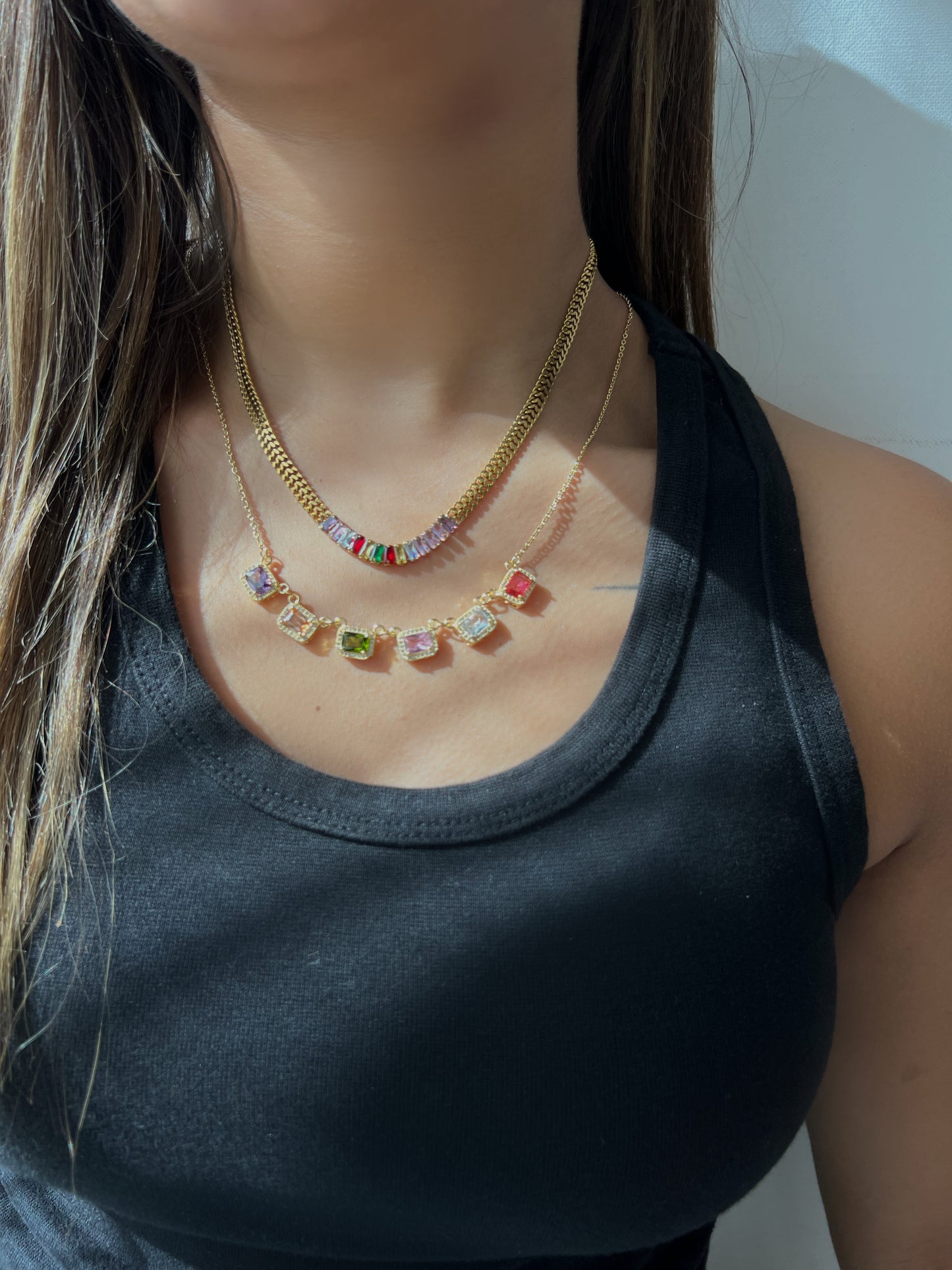 Colorful Baguette Necklace