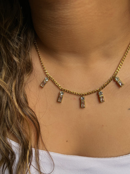 Dangly crystal chain necklace