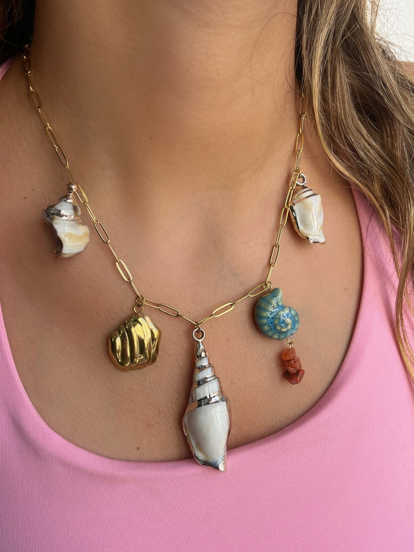 Multi Color Chunky Shell Necklace