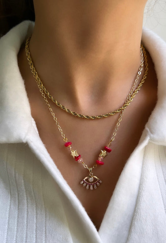 The pink eye necklace