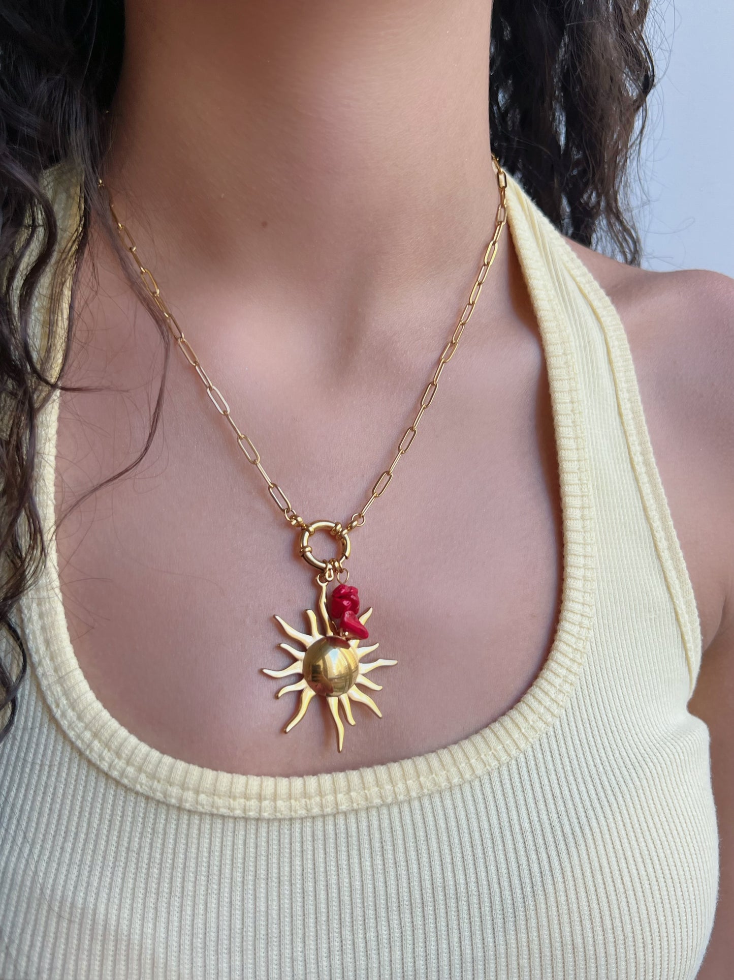 Red sunshine necklace